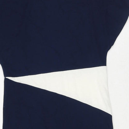 VAXO Womens Blue Geometric Polyester Shift Size S Round Neck Pullover
