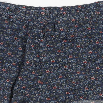 H&M Womens Blue Floral Polyester Hot Pants Shorts Size 8 Regular Pull On