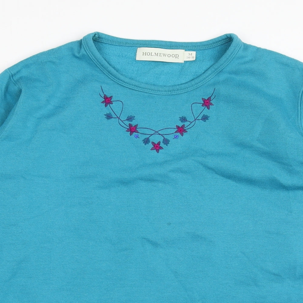EWM Womens Blue Polyester Pullover Sweatshirt Size M Pullover