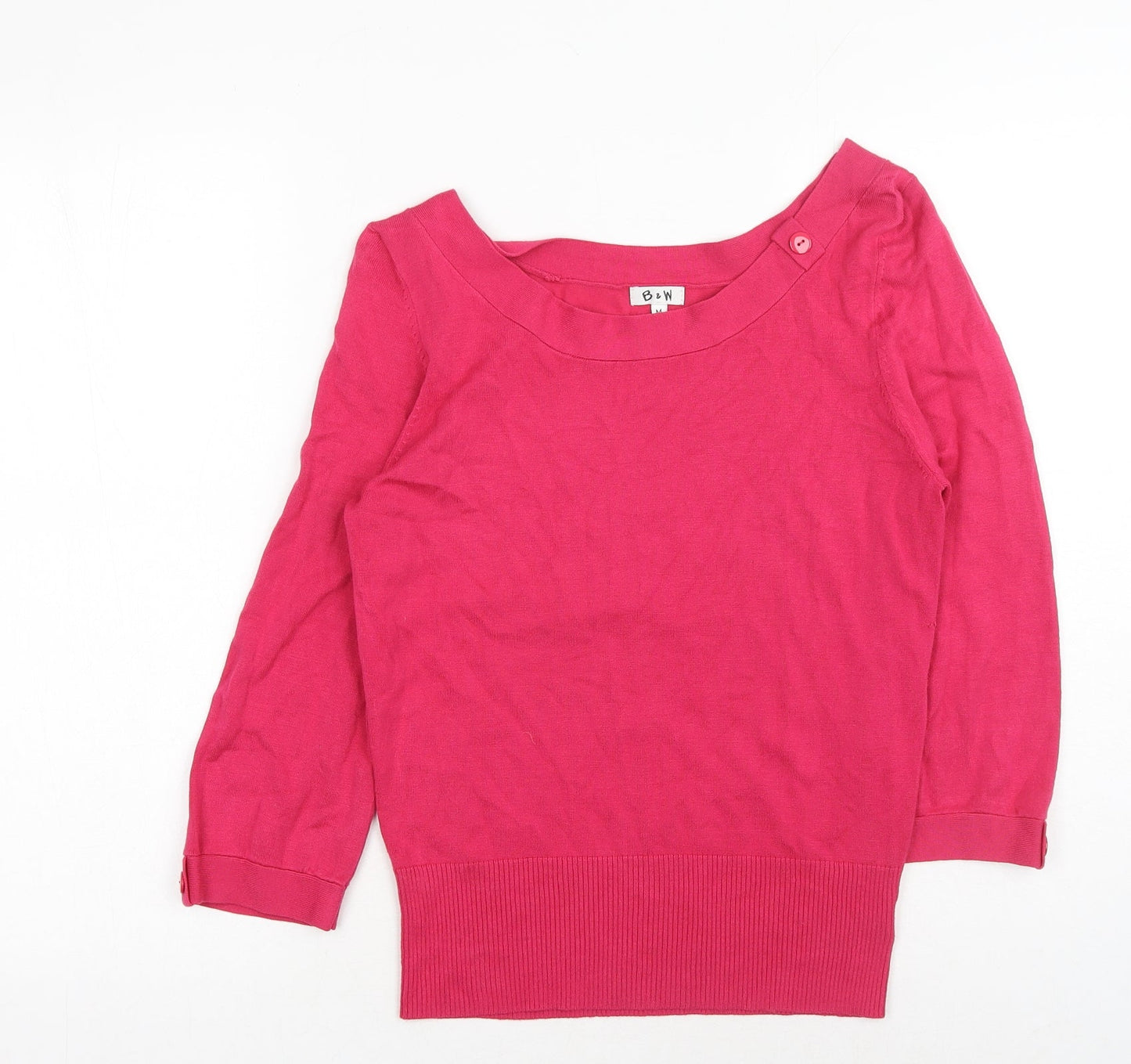 B&W Womens Pink Scoop Neck Viscose Pullover Jumper Size M