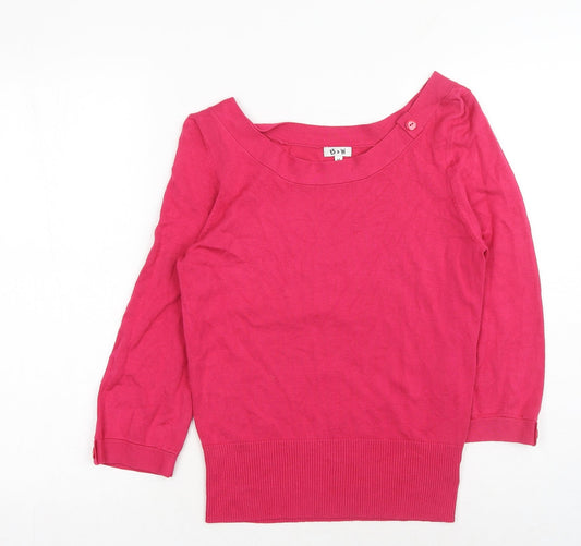 B&W Womens Pink Scoop Neck Viscose Pullover Jumper Size M