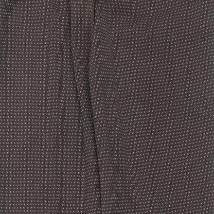 Zara Womens Brown Geometric Polyester Trousers Size 8 Regular Hook & Eye