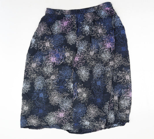 Berkertex Womens Purple Geometric Viscose Flare Skirt Size 16