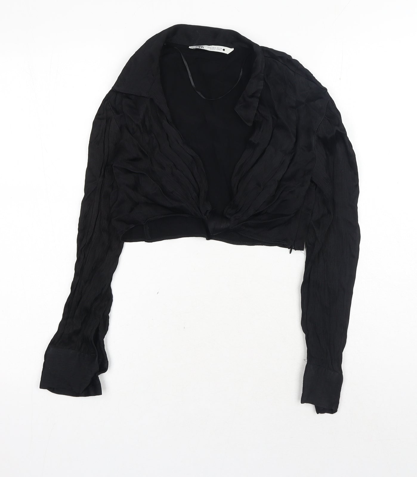 Womens UK Size S Zara Black Cropped Blouse