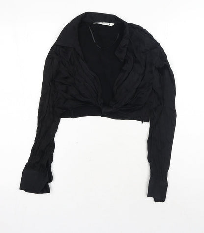 Womens UK Size S Zara Black Cropped Blouse