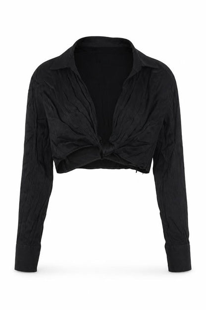 Womens UK Size S Zara Black Cropped Blouse