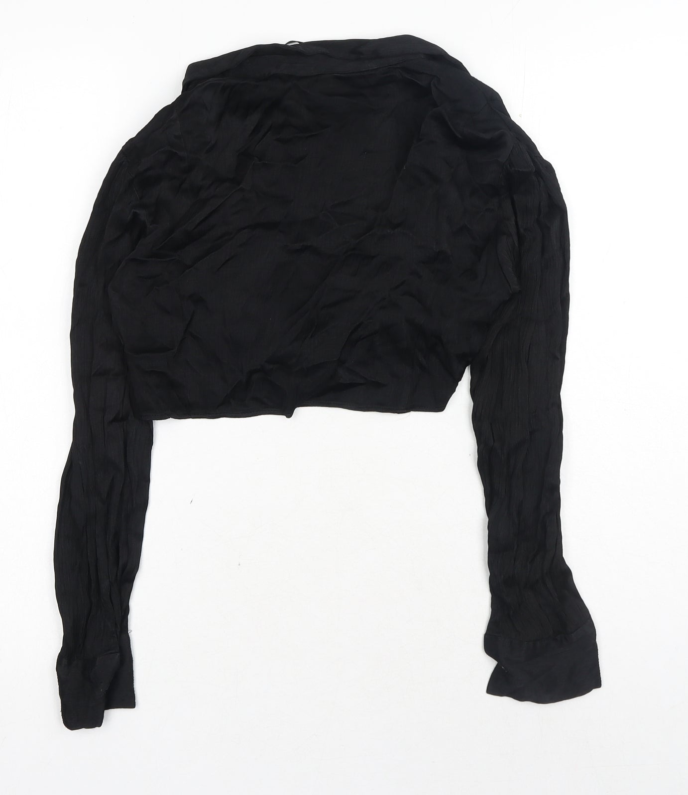 Womens UK Size S Zara Black Cropped Blouse