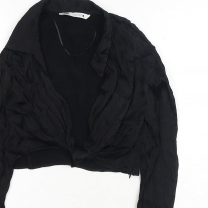 Womens UK Size S Zara Black Cropped Blouse