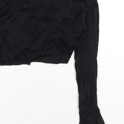 Womens UK Size S Zara Black Cropped Blouse