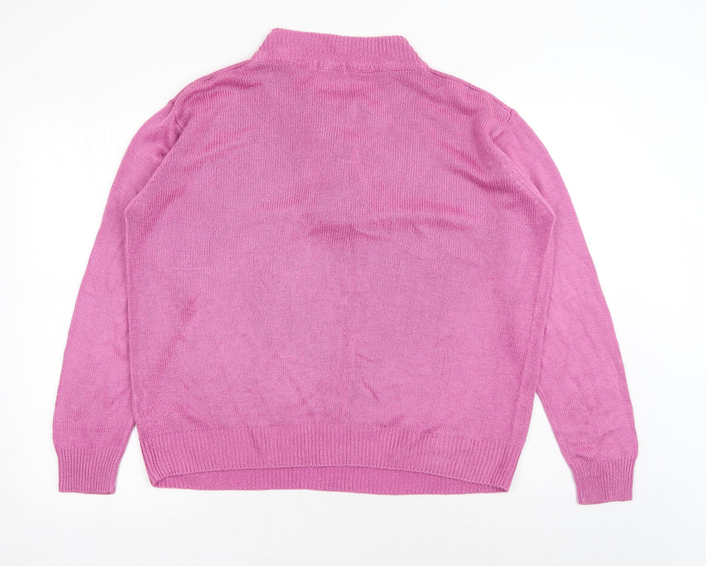 Damart Womens Purple Round Neck Acrylic Henley Jumper Size M