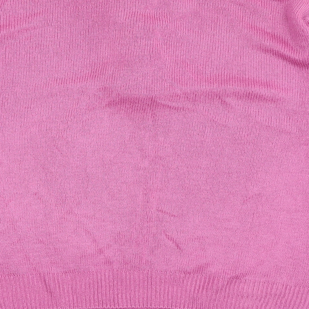 Damart Womens Purple Round Neck Acrylic Henley Jumper Size M