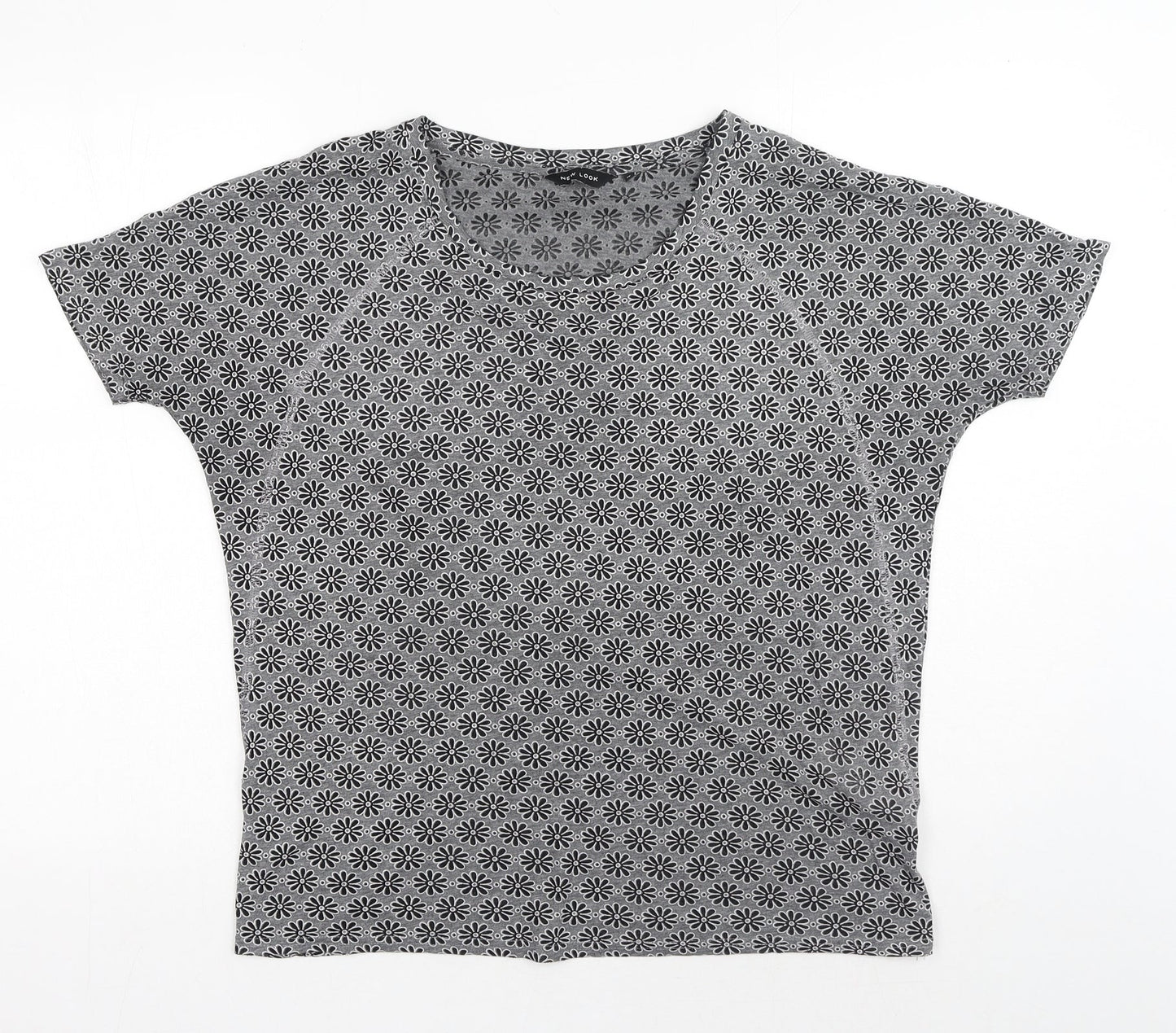 Womens UK Size 10 New Look Grey Basic T-Shirt