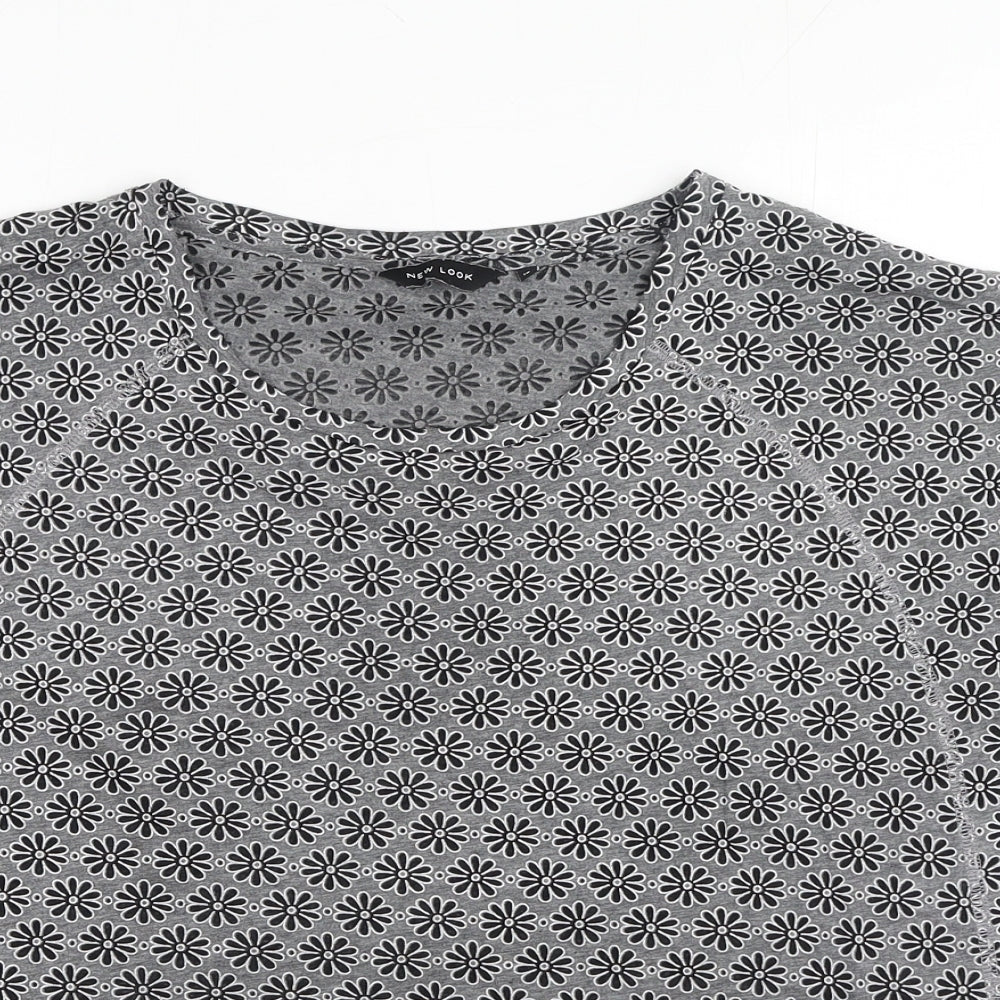 Womens UK Size 10 New Look Grey Basic T-Shirt