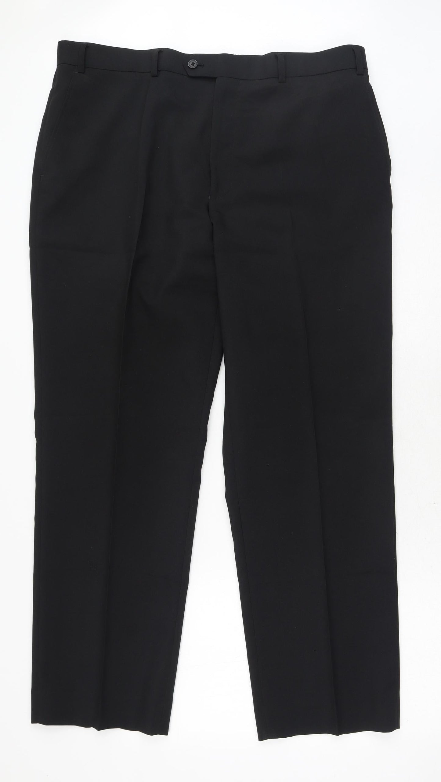 Preworn Mens Black Polyester Dress Pants Trousers Size 39 in Regular Hook & Eye