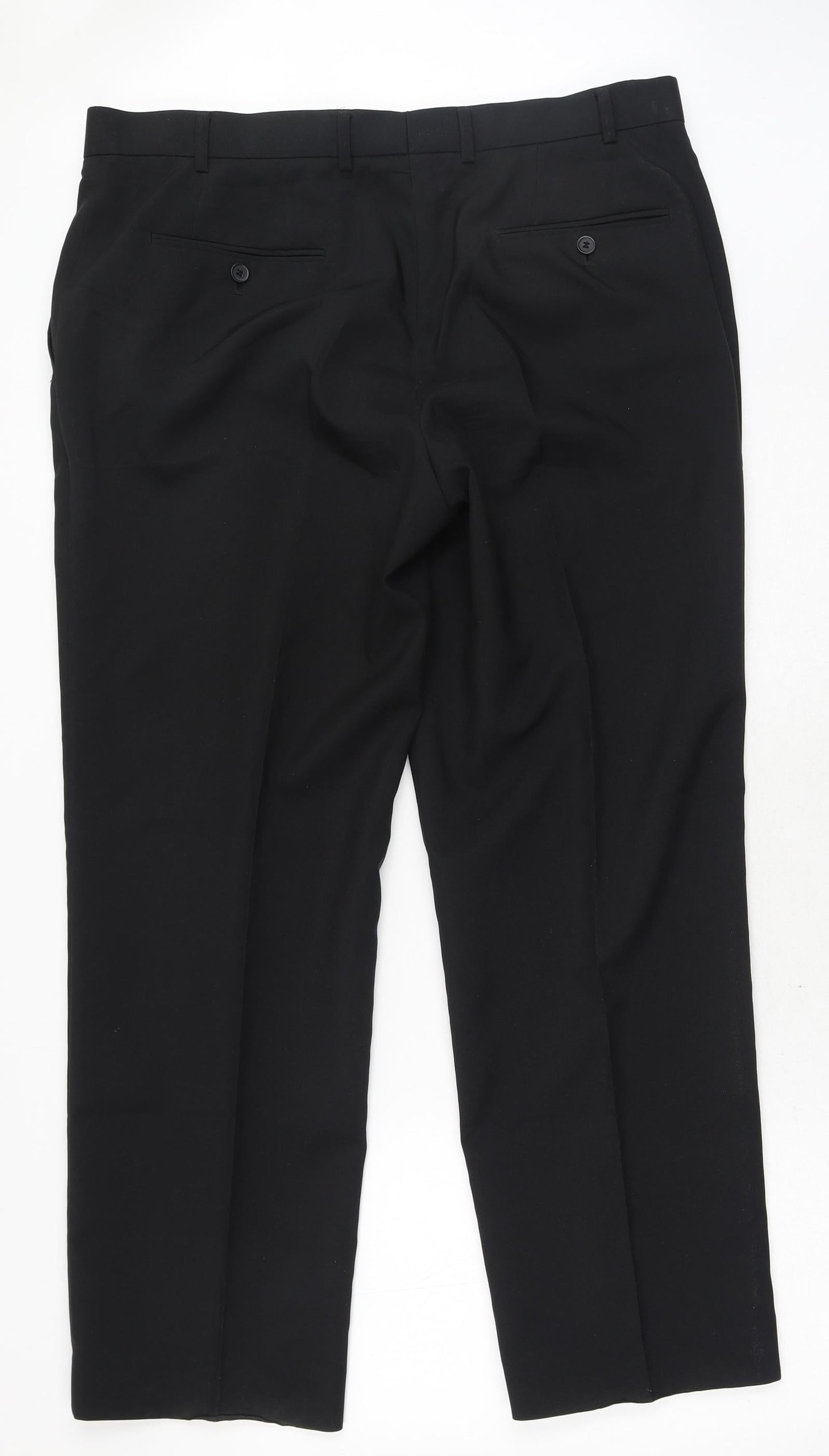 Preworn Mens Black Polyester Dress Pants Trousers Size 39 in Regular Hook & Eye