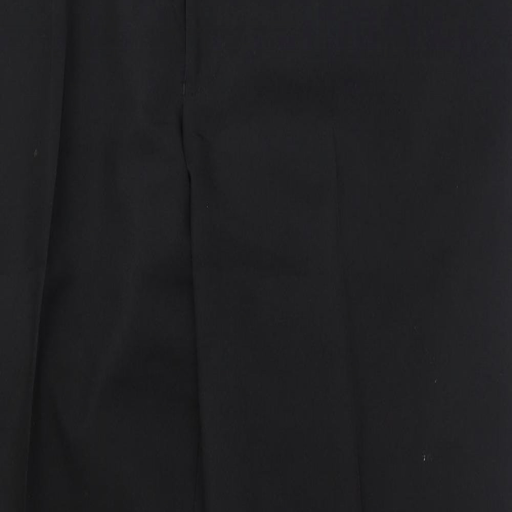 Preworn Mens Black Polyester Dress Pants Trousers Size 39 in Regular Hook & Eye