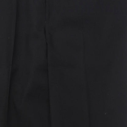Preworn Mens Black Polyester Dress Pants Trousers Size 39 in Regular Hook & Eye