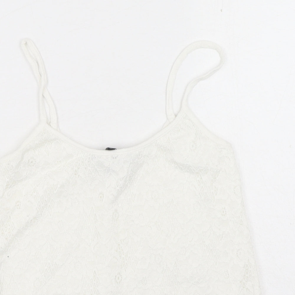 Womens UK Size 8 New Look White Basic Tank