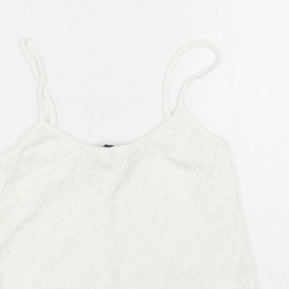 Womens UK Size 8 New Look White Basic Tank