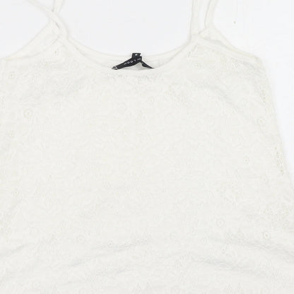 Womens UK Size 8 New Look White Basic Tank