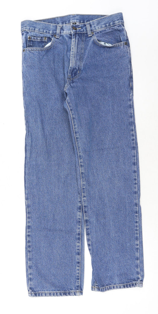 Blue Circle Mens Blue Cotton Straight Jeans Size 28 in Regular Button