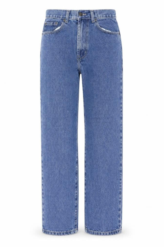 Mens UK Size 28 in Blue Circle Regular Fit Straight Blue Jeans