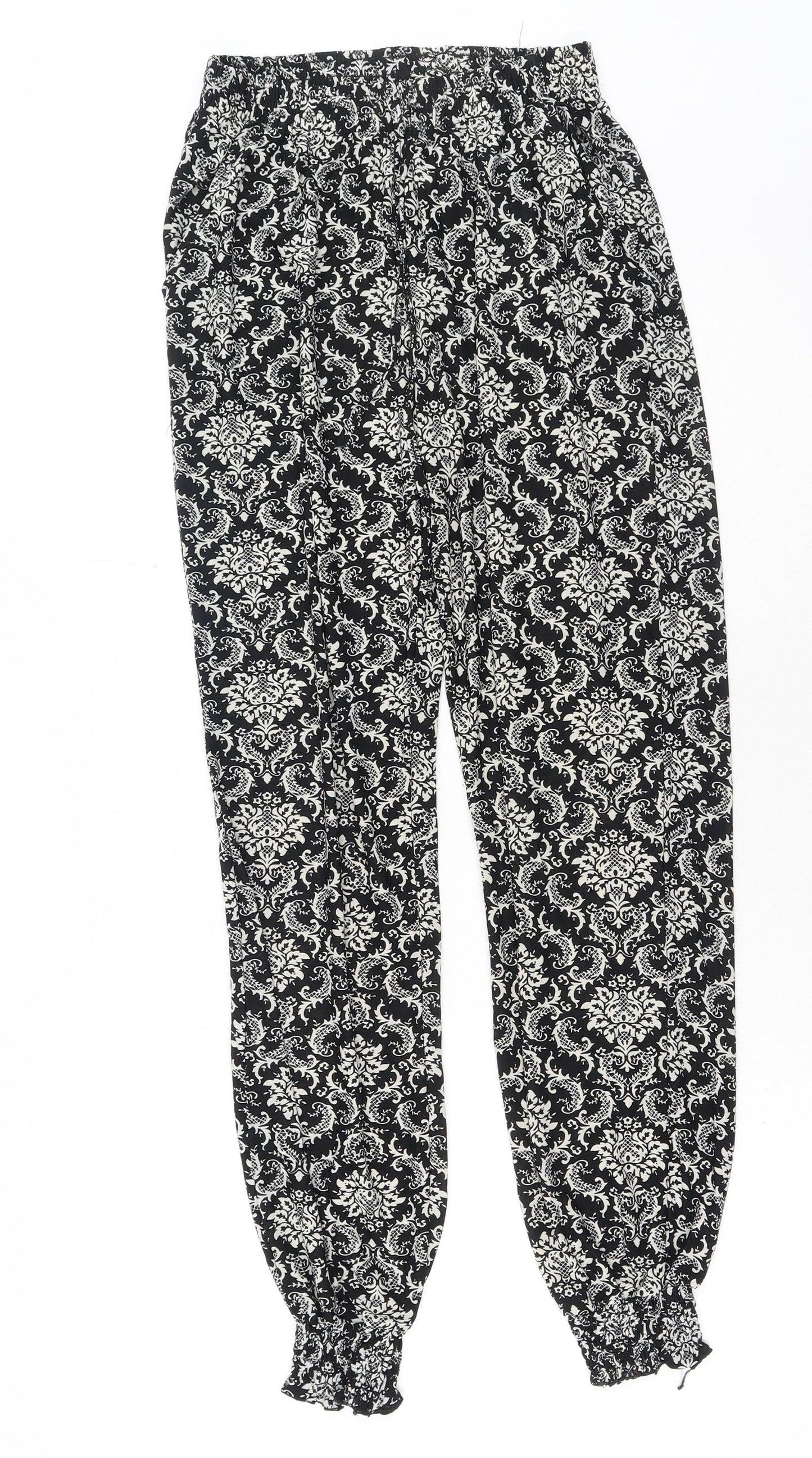 Womens UK Size M Preworn Regular Fit Bloomer Black Trousers
