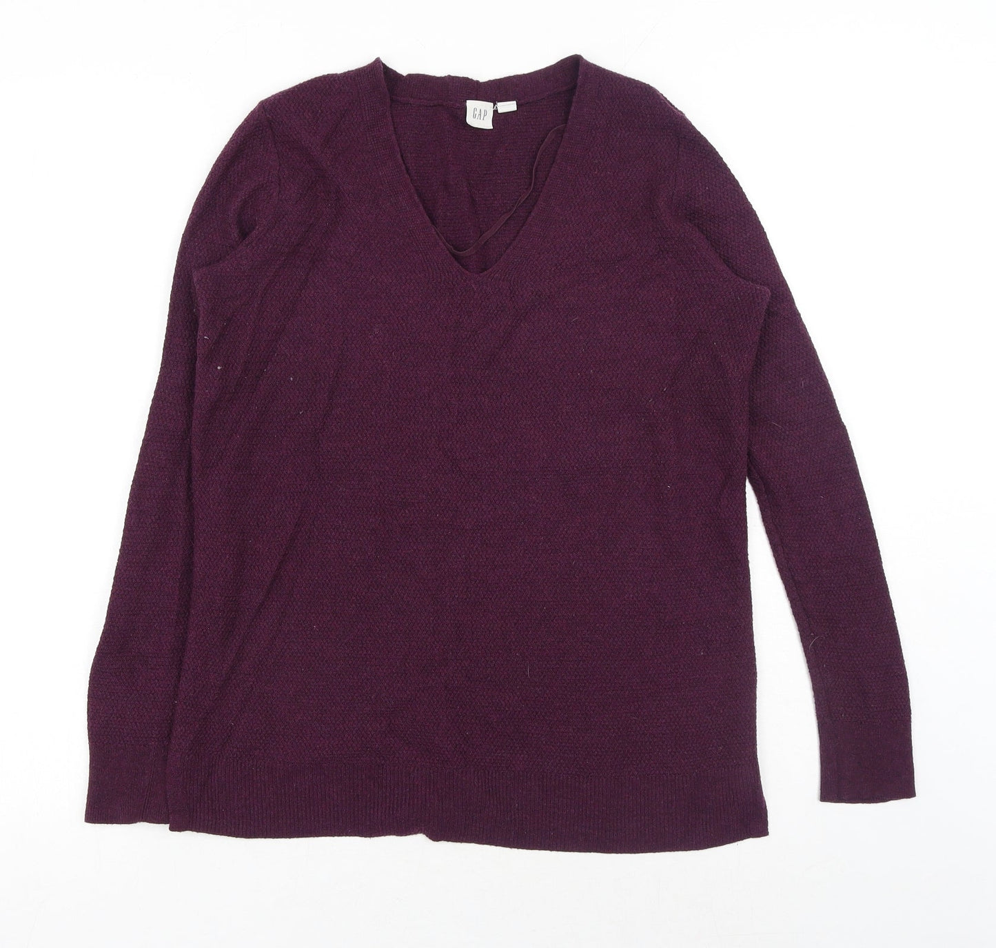 Gap Womens Purple V-Neck Nylon Pullover Jumper Size S