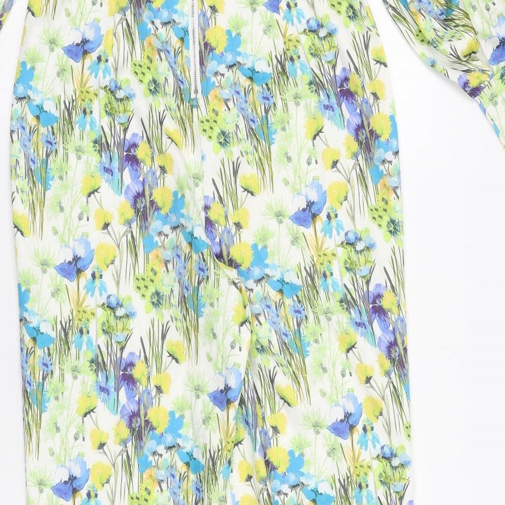 PRETTYLITTLETHING Womens Multicoloured Floral Polyester Jumpsuit One-Piece Size 12 L31 in Zip