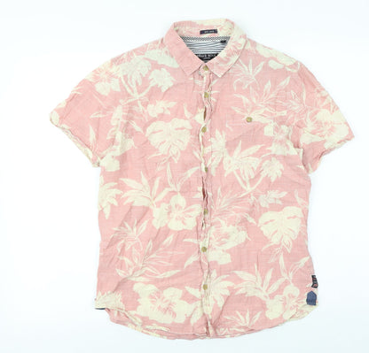 Mens UK Size S Brave Soul Pink  Button-Up Short Sleeve Casual Shirt