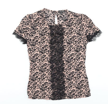 Womens UK Size 6 Warehouse Black Basic T-Shirt