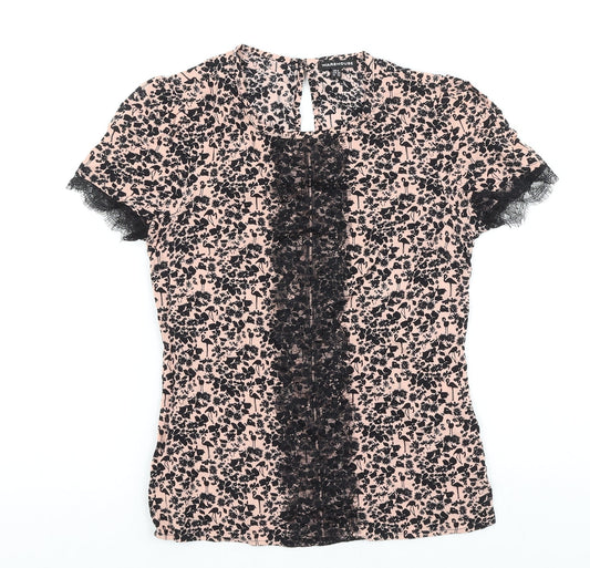 Womens UK Size 6 Warehouse Black Basic T-Shirt