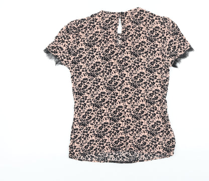 Womens UK Size 6 Warehouse Black Basic T-Shirt