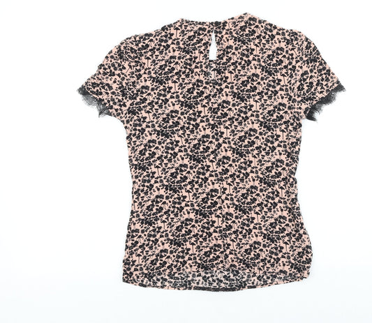 Womens UK Size 6 Warehouse Black Basic T-Shirt