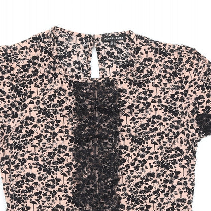 Womens UK Size 6 Warehouse Black Basic T-Shirt
