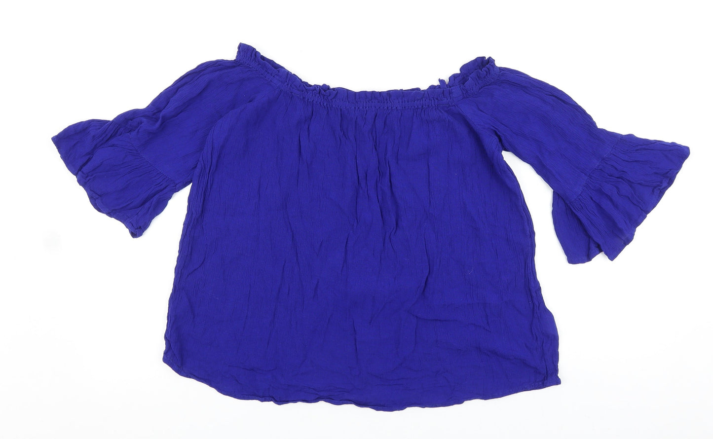 Womens UK Size 14 Dorothy Perkins Blue Cropped Blouse