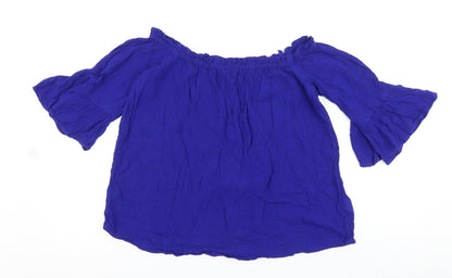 Womens UK Size 14 Dorothy Perkins Blue Cropped Blouse