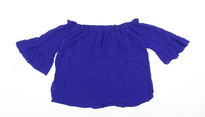 Womens UK Size 14 Dorothy Perkins Blue Cropped Blouse