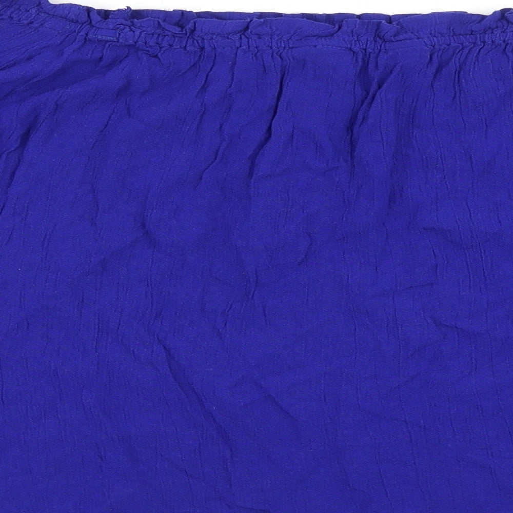 Womens UK Size 14 Dorothy Perkins Blue Cropped Blouse