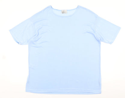Xposure Womens Blue Nylon Basic T-Shirt Size L Round Neck