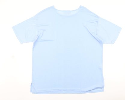 Xposure Womens Blue Nylon Basic T-Shirt Size L Round Neck