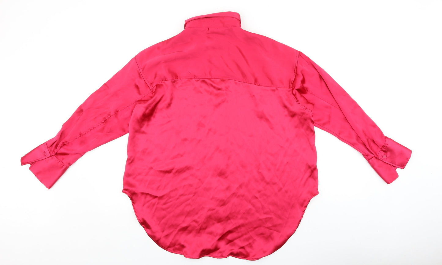 Womens UK Size S H&M Pink Basic Button-Up