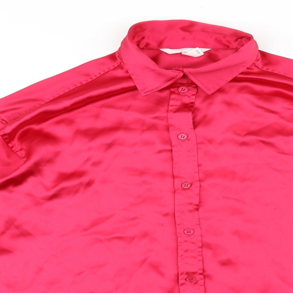 Womens UK Size S H&M Pink Basic Button-Up
