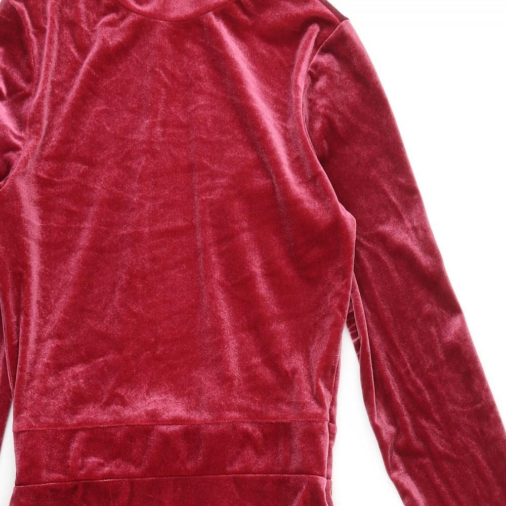 H&M Womens Pink Polyester Shift Size 10 Mock Neck Hook & Loop