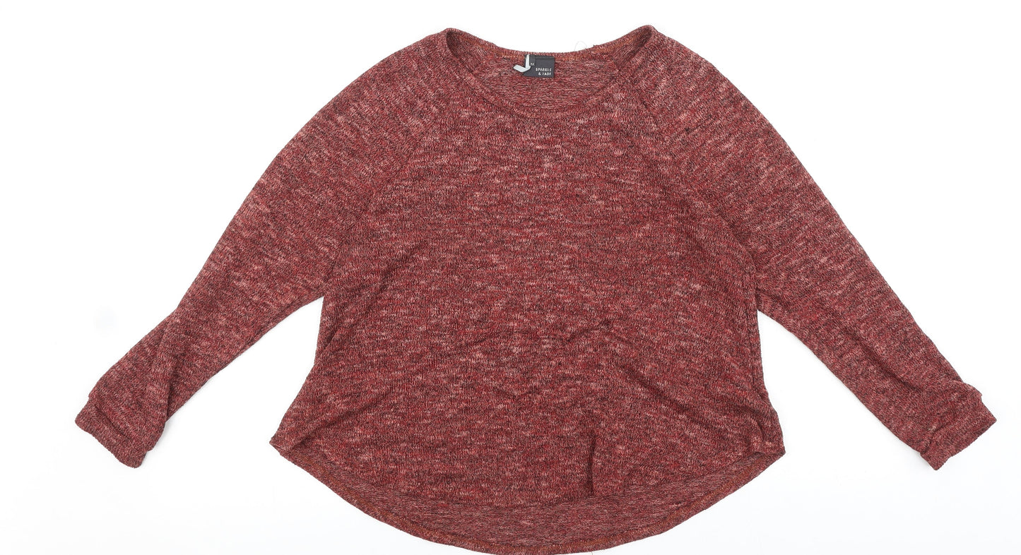 Womens UK Size M Sparkle & Fade Orange Pullover Jumper