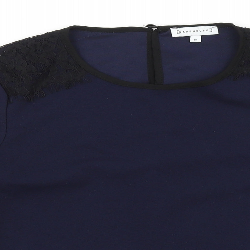 Womens UK Size 10 Warehouse Blue Basic Blouse