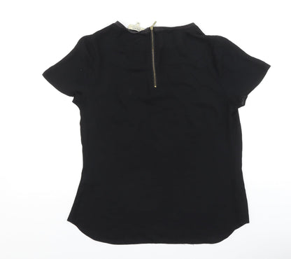 Papaya Womens Black Polyester Basic T-Shirt Size 10 Round Neck