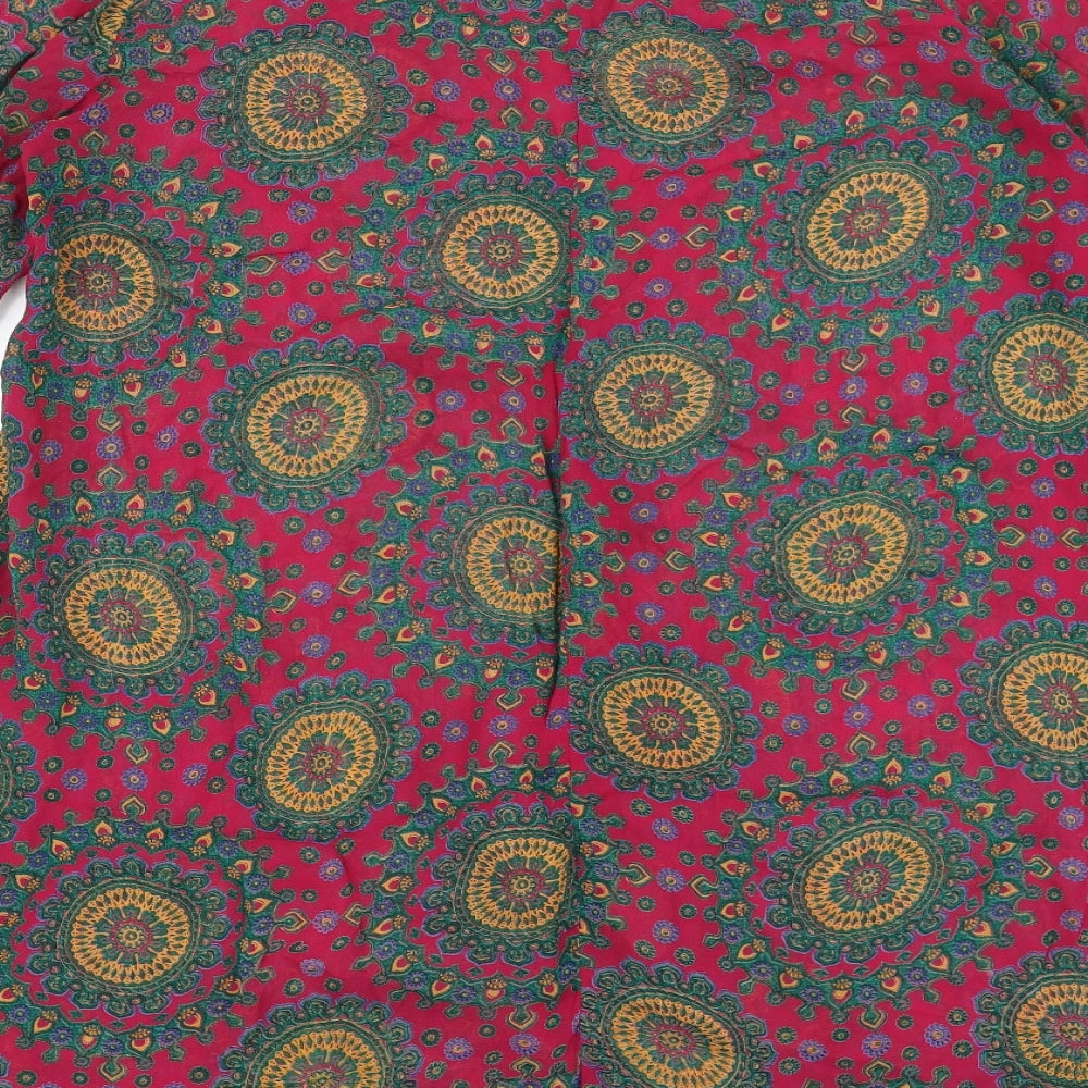 Jnojska Womens Pink Geometric Polyester A-Line Size M V-Neck Pullover