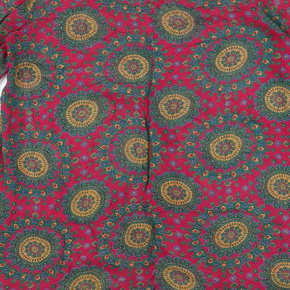 Jnojska Womens Pink Geometric Polyester A-Line Size M V-Neck Pullover