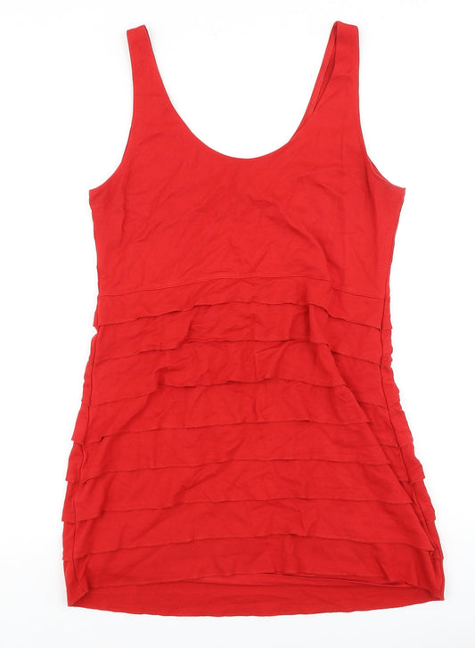 H&M Womens Red Viscose Bodycon Size L Scoop Neck Pullover